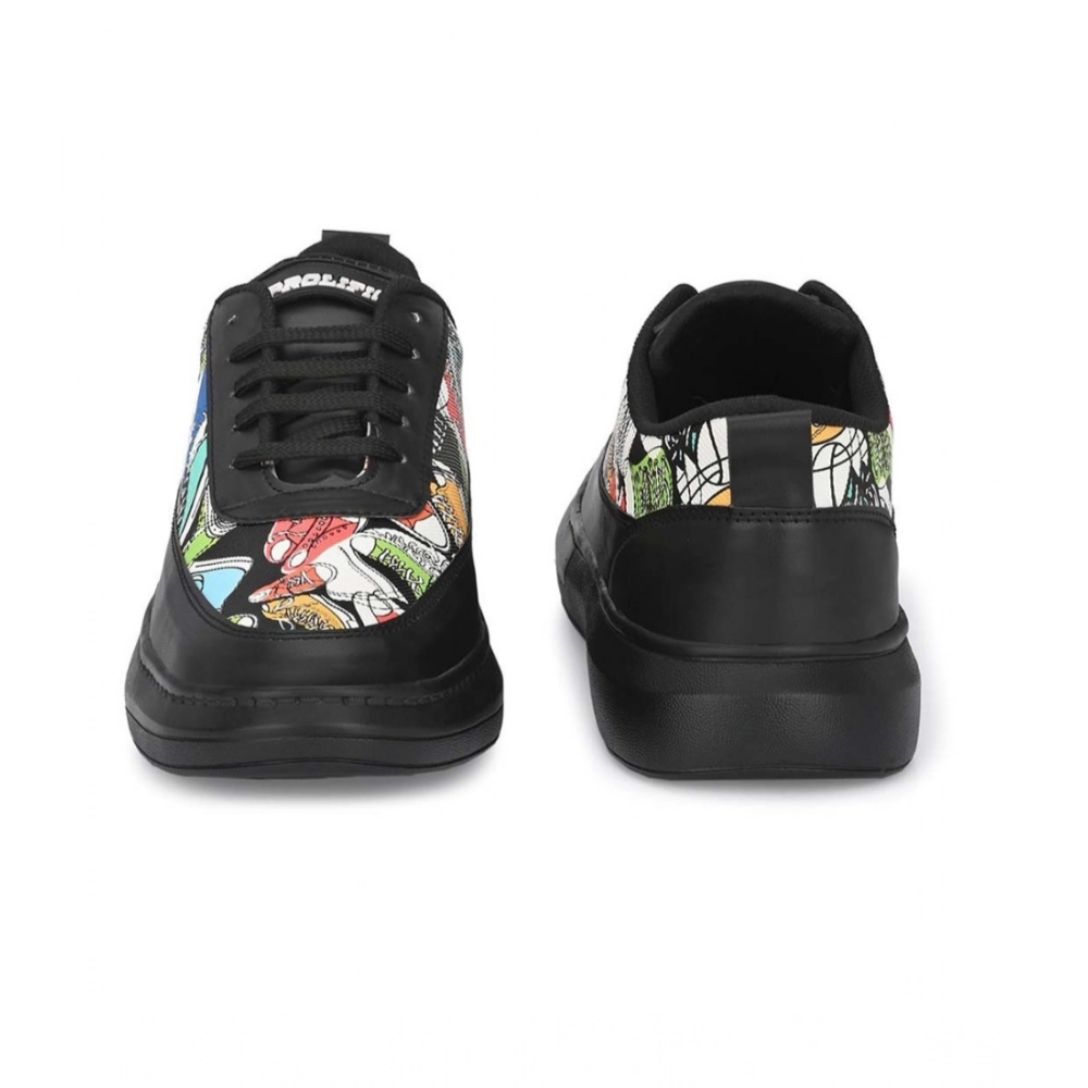 Generic Men's Casual Synthetic Printed Lace-Up Shoes (Black) - Image 2