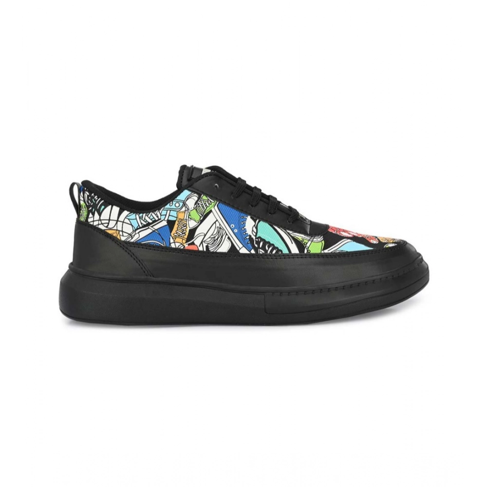 Generic Men's Casual Synthetic Printed Lace-Up Shoes (Black) - Image 4