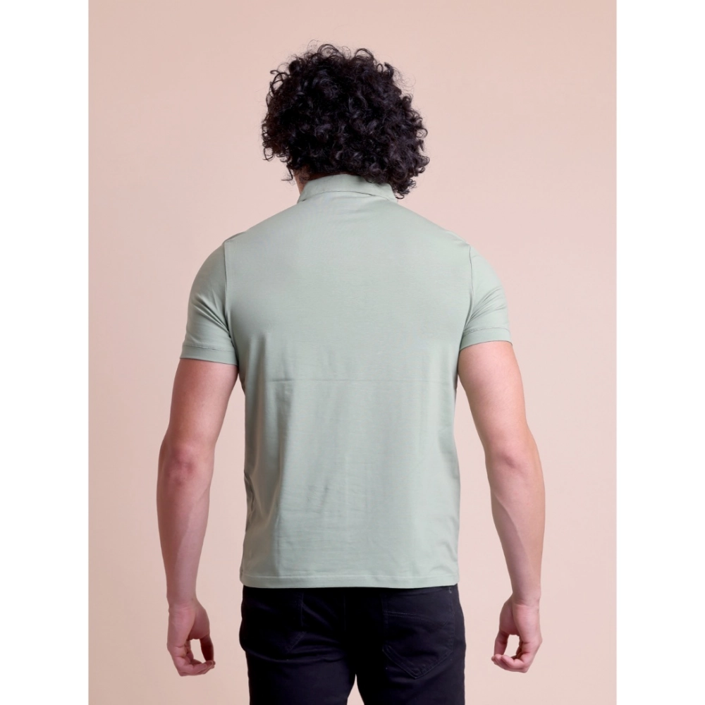 Generic Men's Casual Cotton Solid Half Sleeve Polo Neck T-Shirt (Newsage) - Image 3