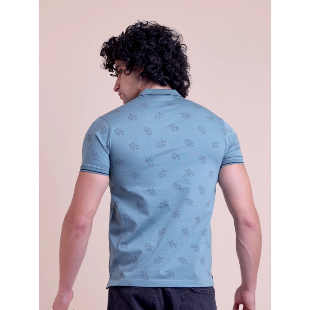 Generic Men's Casual Cotton Printed Half Sleeve Round Neck T-Shirt (Green) - Image 3