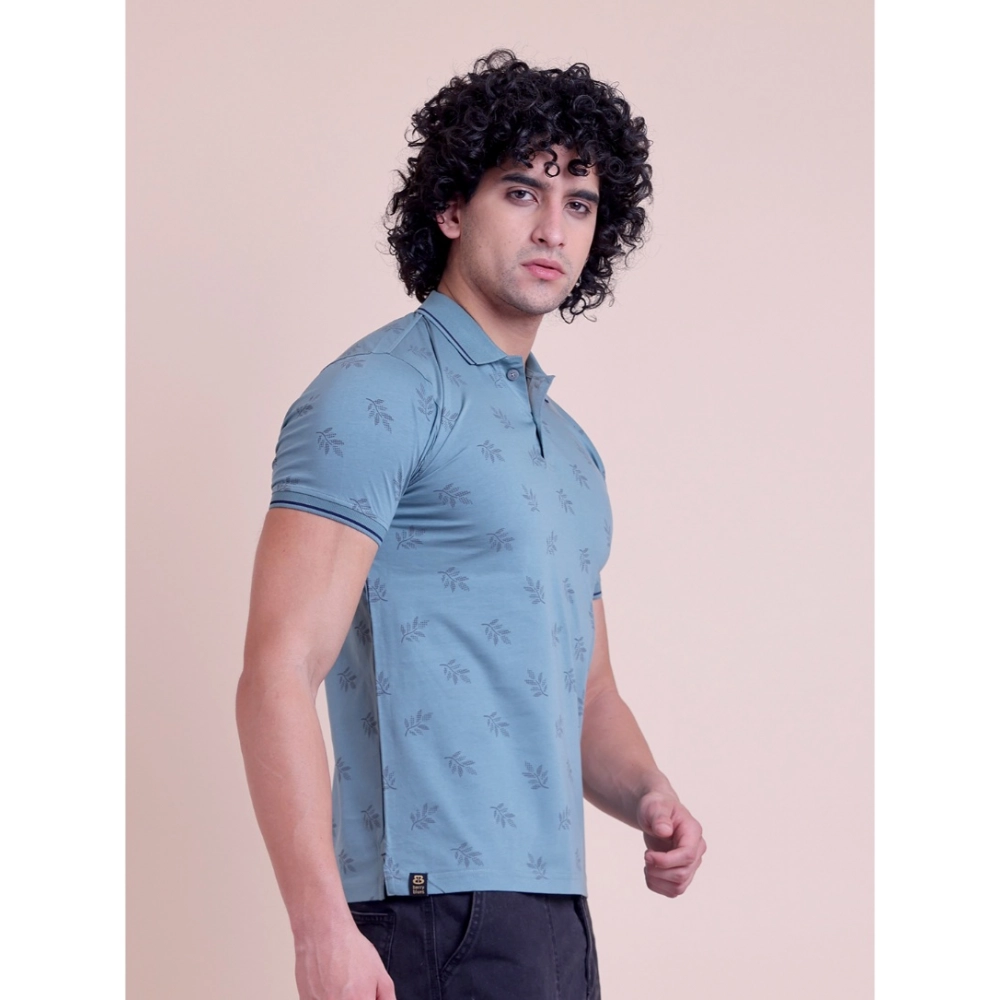 Generic Men's Casual Cotton Printed Half Sleeve Round Neck T-Shirt (Green) - Image 4