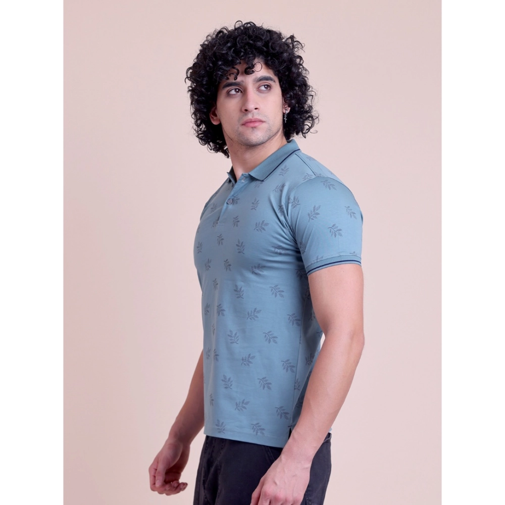 Generic Men's Casual Cotton Printed Half Sleeve Round Neck T-Shirt (Green) - Image 5