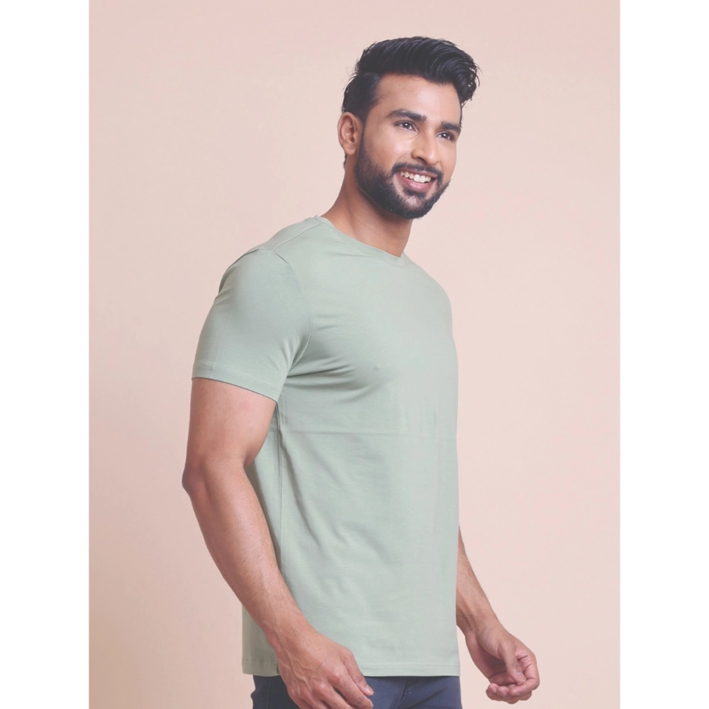 Generic Men's Casual Cotton Solid Half Sleeve Round Neck T-Shirt (Newsage) - Image 4
