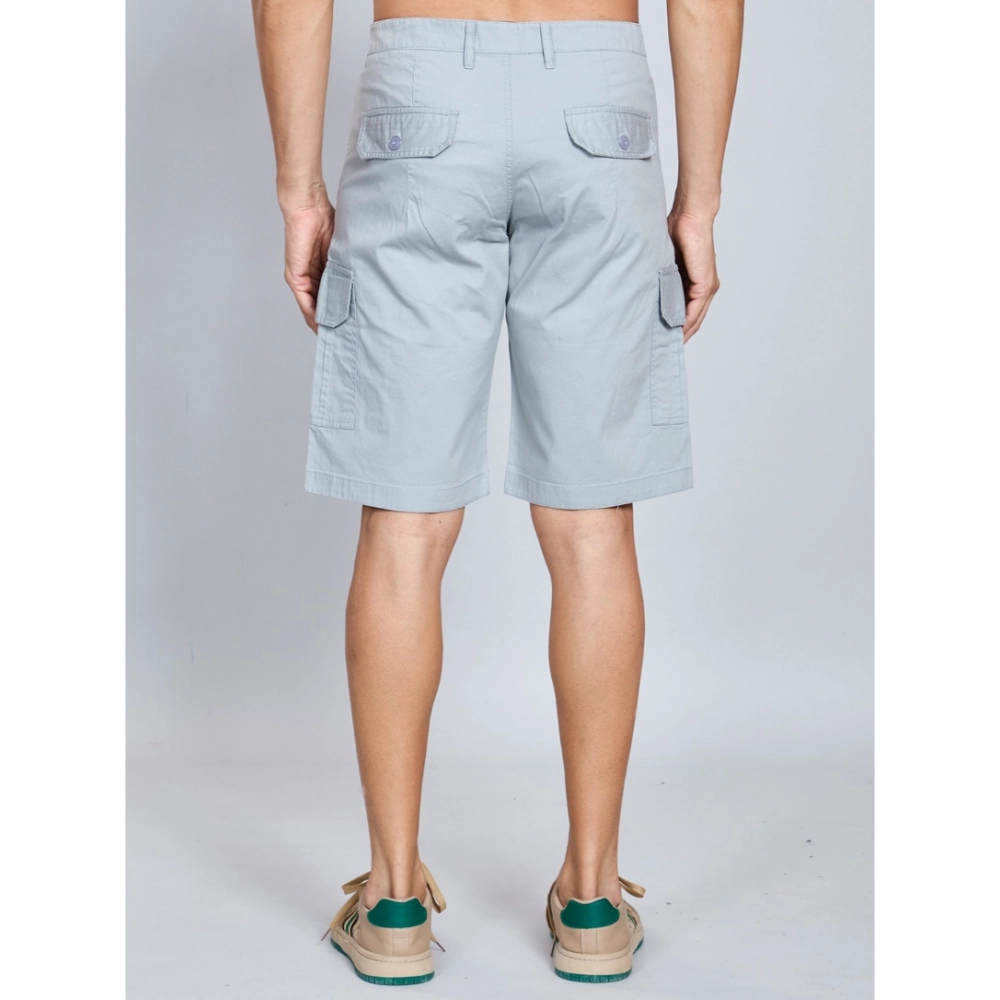 Generic Men's Casual Cotton Solid Knee Length Cargo Shorts (Grey) - Image 3