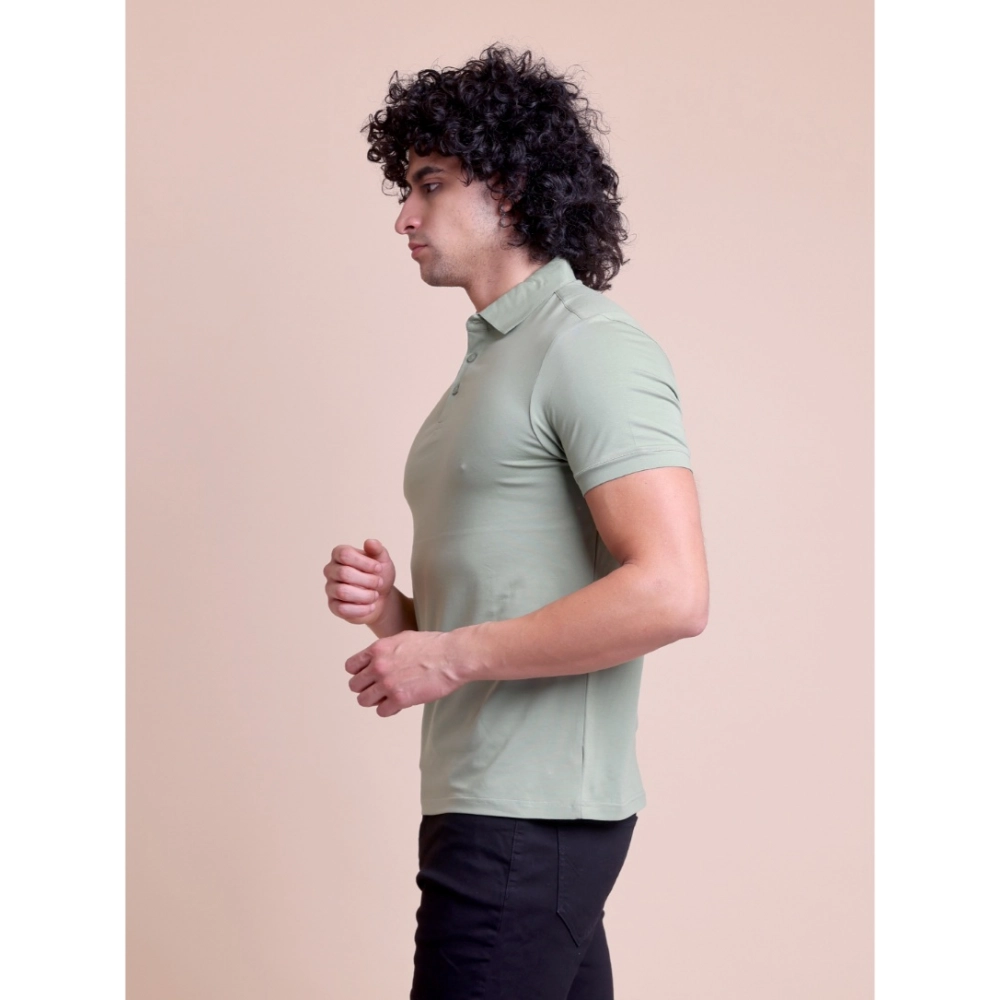 Generic Men's Casual Cotton Solid Half Sleeve Polo Neck T-Shirt (Newsage) - Image 5