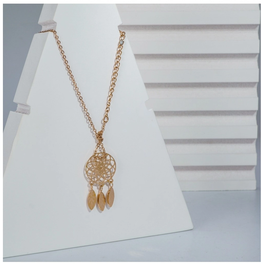 Generic Women's Stainless Steel Dream Catcher Pendent Delicate Chain (Gold Plated) - Image 3