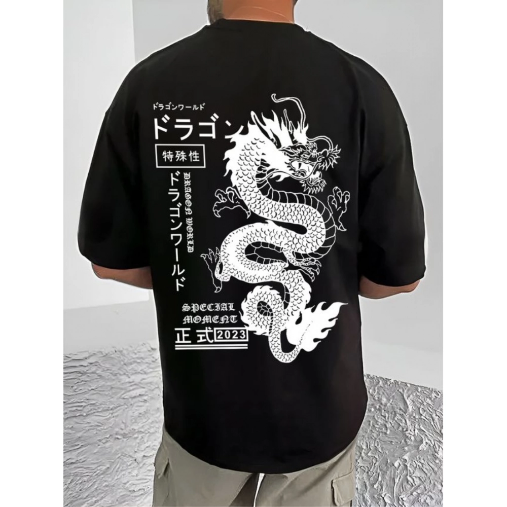 Generic Men's Casual Cotton Blend Printed Round Neck Half Sleeve T-Shirt (Black) - Image 4
