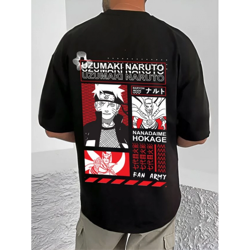 Generic Men's Casual Cotton Blend Printed Round Neck Half Sleeve T-Shirt (Black) - Image 4