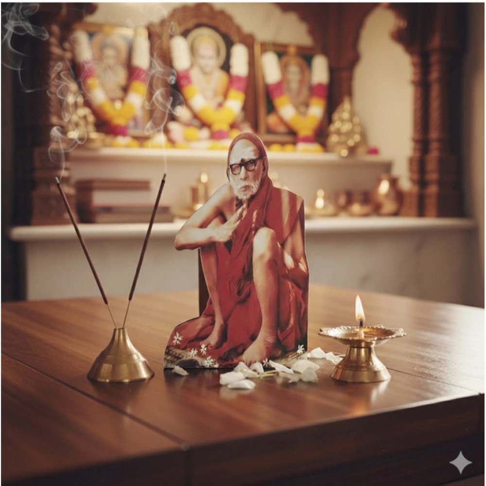 Generic Wooden Kanchi Sri Sankaracharya Maha Periyava Table Top Devotional Player (Multicolor) - Image 2