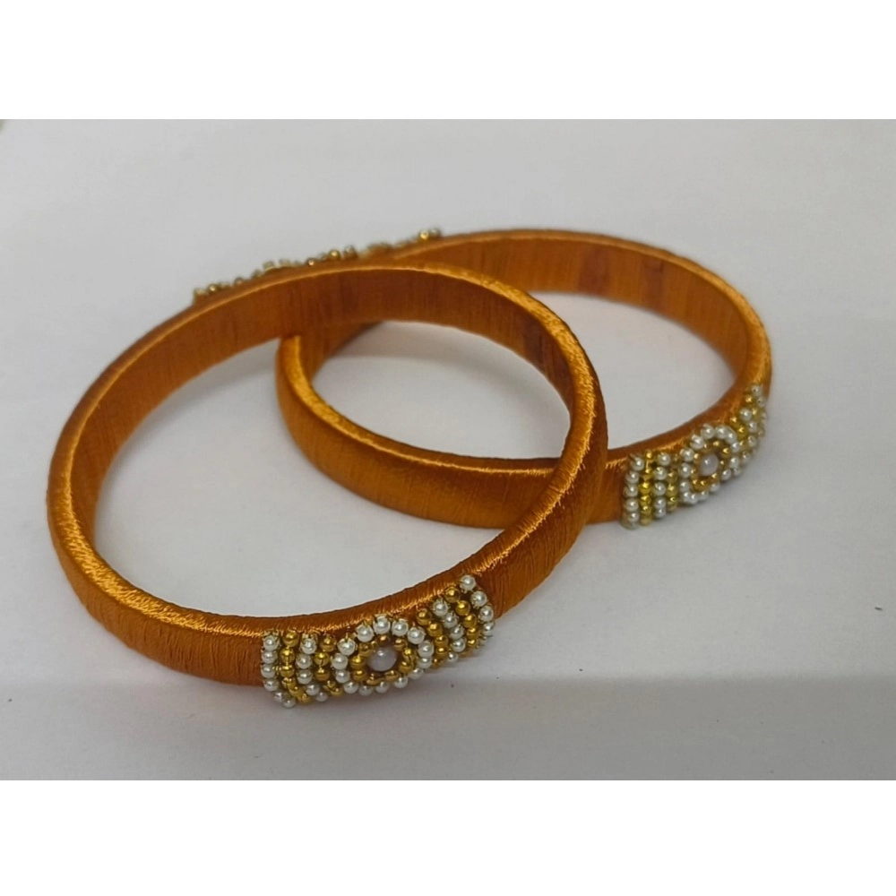 Generic Women's Plastic Silk Thread Bangles (Light Brown, Size: 2.1) - Image 2