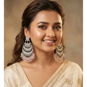 Generic Women's Zinc Alloy Gold Plated Chandbali Earrings (Multicolor)
