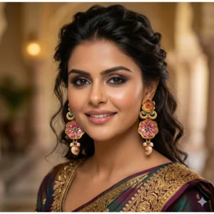 Generic Women's Zinc Alloy Gold Plated Jhumka Earrings (Multicolor)