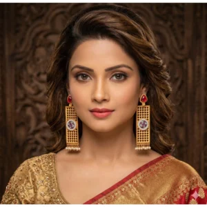 Generic Women's Zinc Alloy Gold Plated Dangler Earrings (Multicolor)