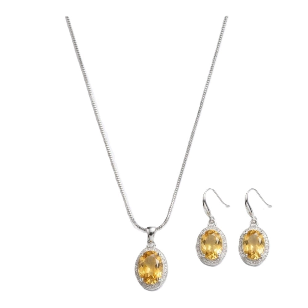 Generic Women's Brass Silver Plated Pendant Set (Yellow) - Image 4