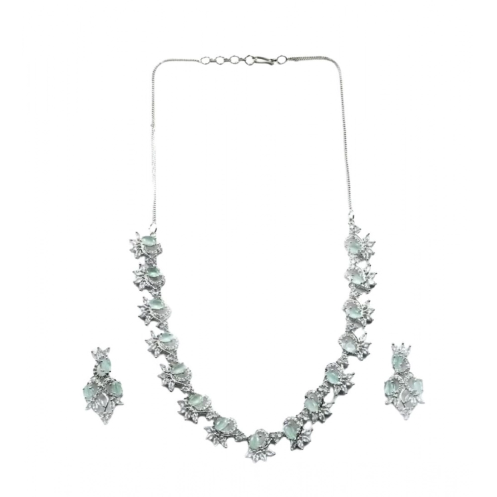 Generic Women's Brass Silver Plated Necklace set (Turquoise) - Image 4