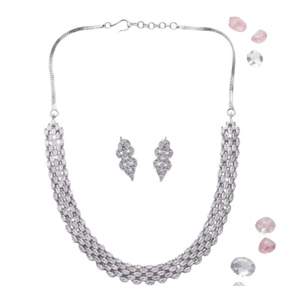 Generic Women's Brass Silver Plated Necklace set (Silver) - Image 3