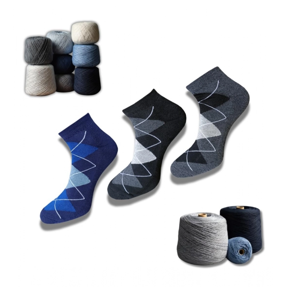 Generic 3_Pair Set Unisex Casual Cotton Printed Low Cut Socks (Multicolor)