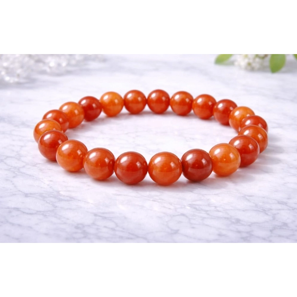 Generic Natural Crystal 8mm Carnelian Bracelet (Red) - Image 2