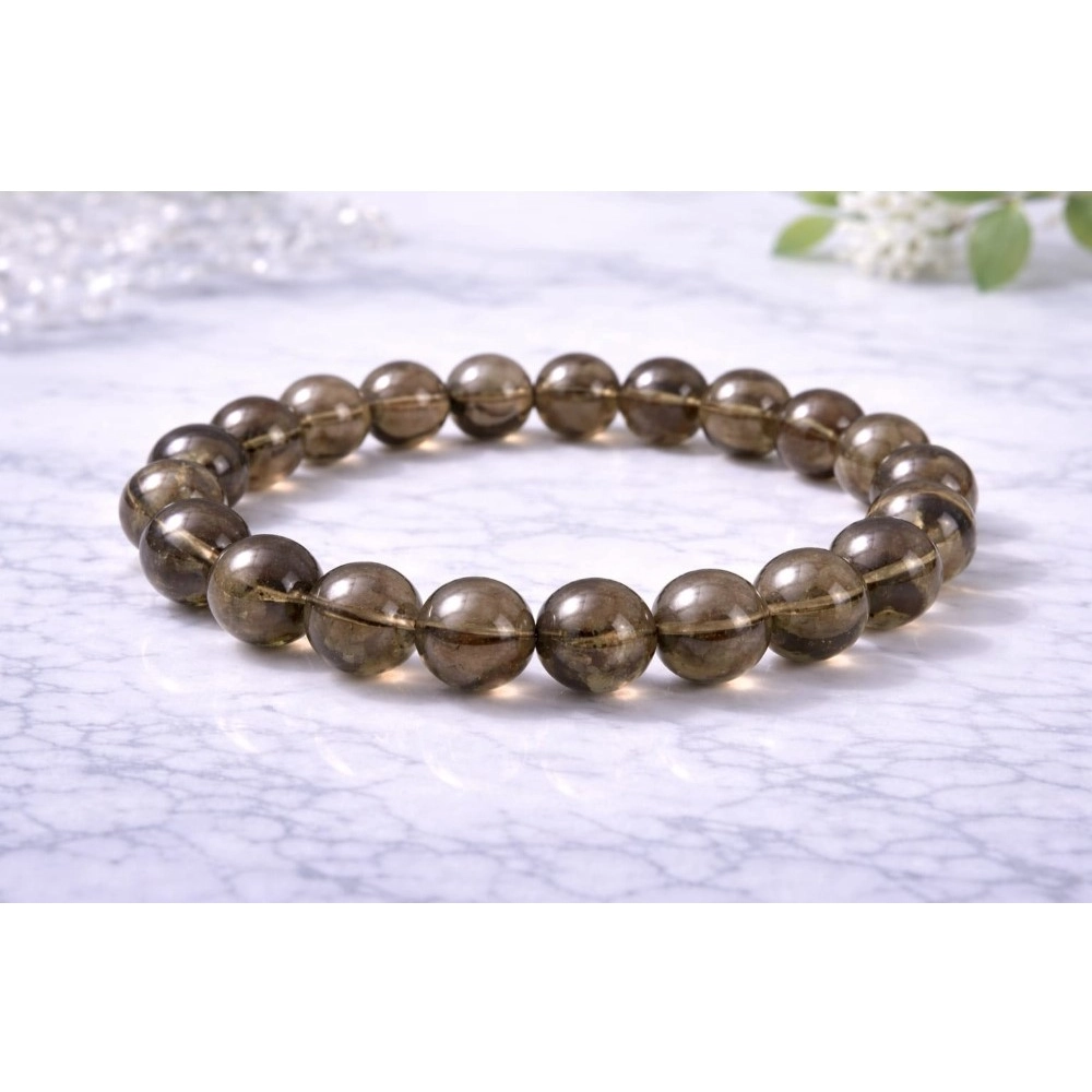 Generic Natural Crystal 8mm Smoky Quartz Bracelet (Brown) - Image 2