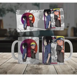Generic Anime Naruto & Sasuke Ceramic Printed Coffee Mug (White)