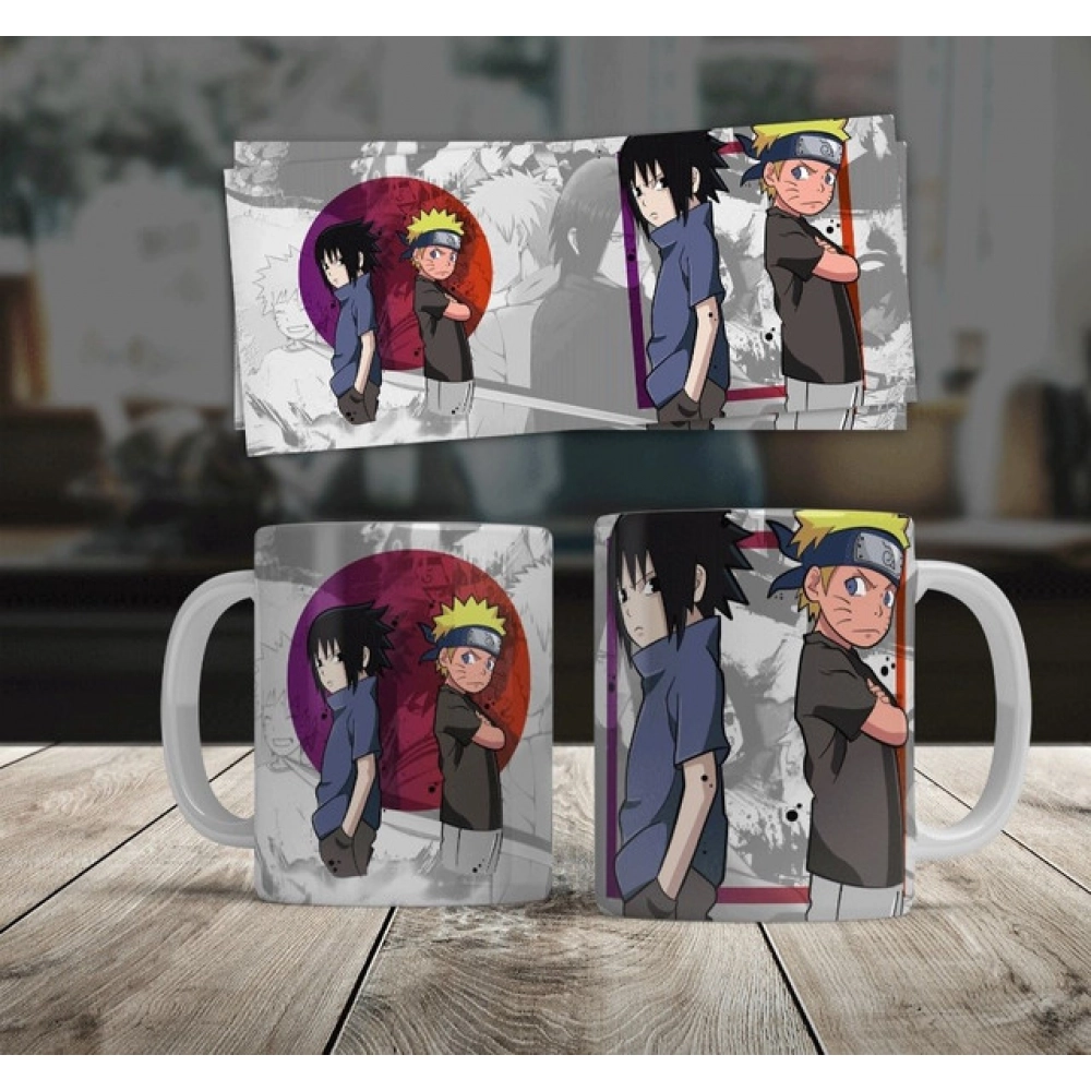 Generic Anime Naruto & Sasuke Ceramic Printed Coffee Mug (White)
