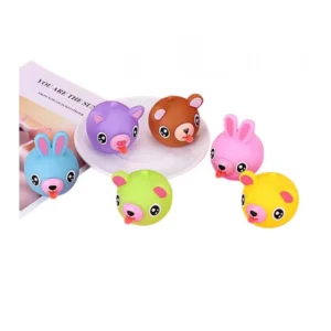 Generic Pack Of 5 Rubber-PVC Animal Faces Squishy Squeeze Stress Balls (Multicolor)