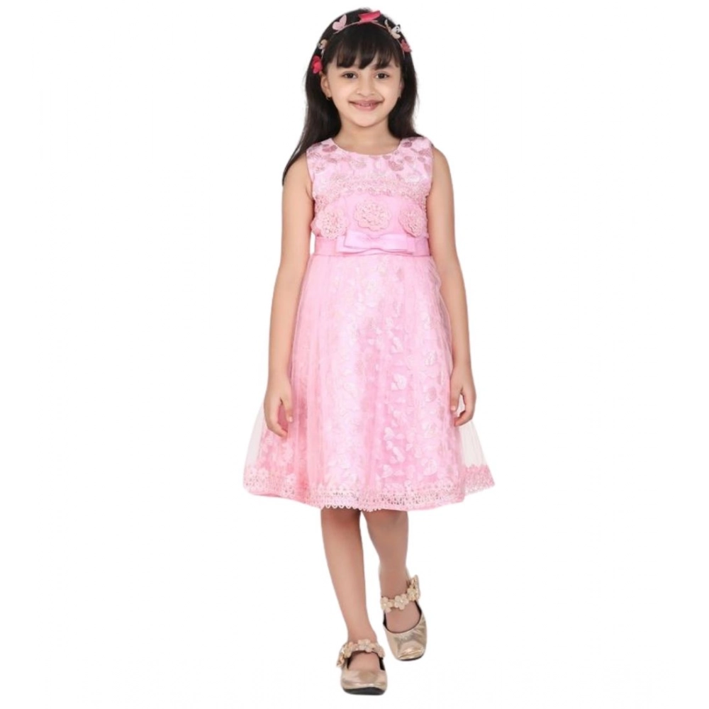 Generic Girl's Net Embroidered Sleeveless Dress (Pink) - Image 5