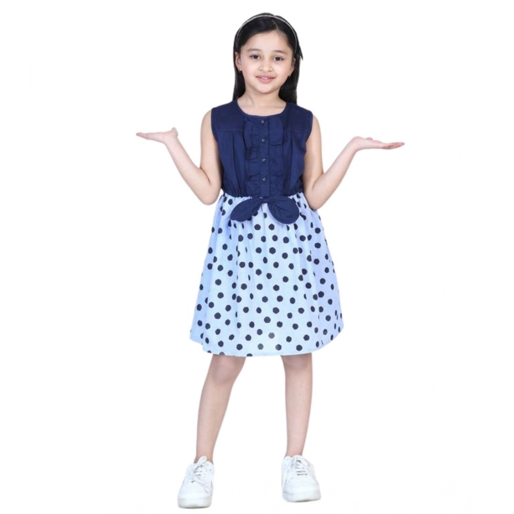 Generic Girl's Denim Polka Sleeveless Dress (Blue) - Image 5
