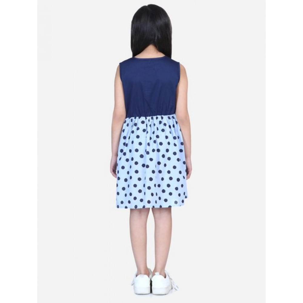 Generic Girl's Denim Polka Sleeveless Dress (Blue) - Image 4