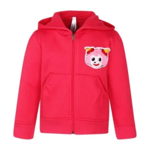 Generic Girl's Fleece Printed Long Sleeves Hoodie Jacket (Magenta)