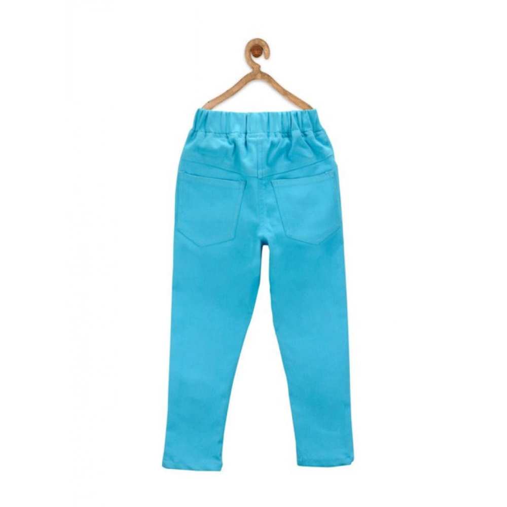 Generic Girl's Denim Solid Elasticated Jeggings cum Jeans (Blue) - Image 2