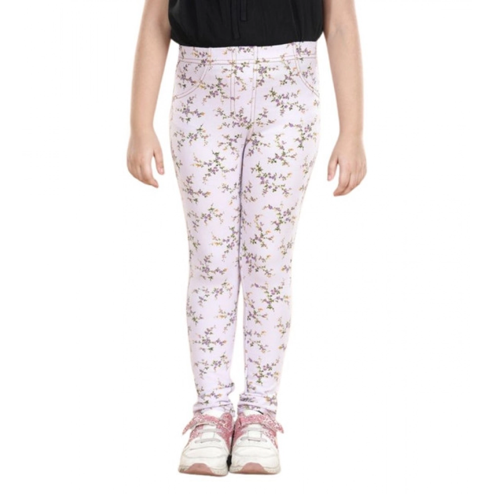 Generic Girl's Cotton Lycra Floral Elasticated Jeggings (Multicolor) - Image 5