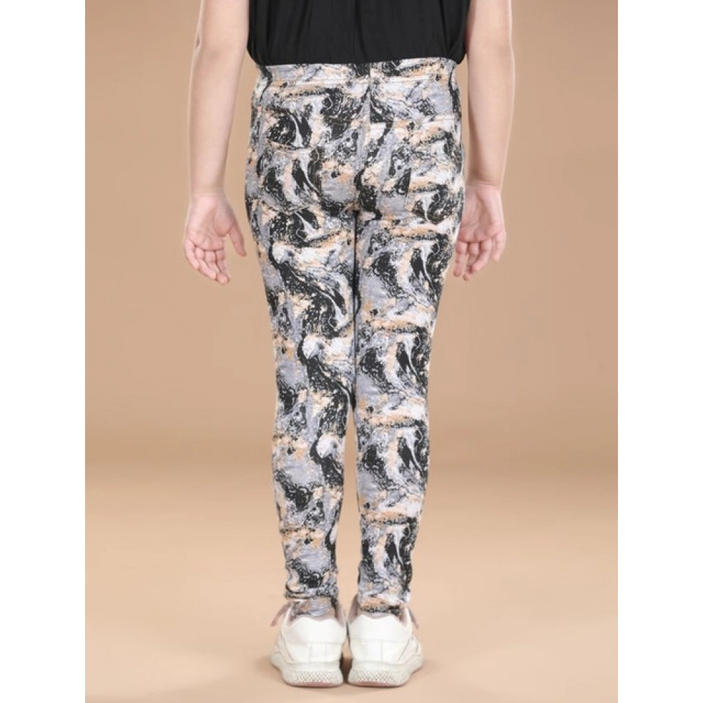 Generic Girl's Cotton Lycra Floral Elasticated Jeggings (Multicolor) - Image 3