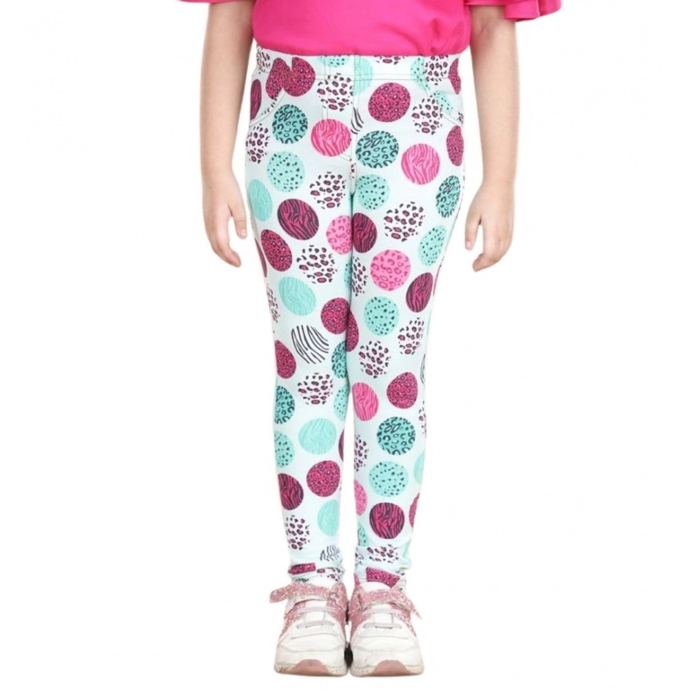 Generic Girl's Cotton Lycra Floral Elasticated Jeggings (Multicolor) - Image 5