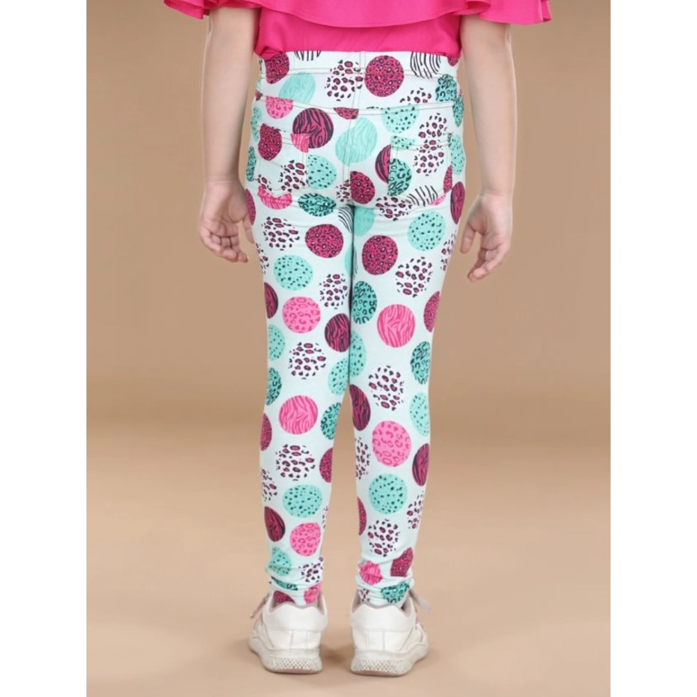 Generic Girl's Cotton Lycra Floral Elasticated Jeggings (Multicolor) - Image 3