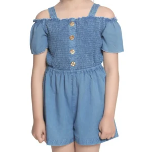 Generic Girl's Rayon Solid Sleeveless Jumpsuit (Blue)