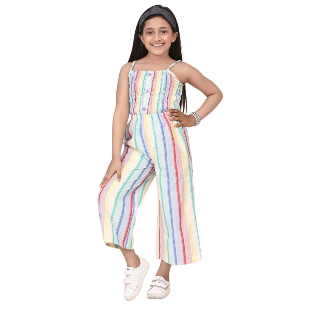 Generic Girl's Polyester Cotton Blend Striped Sleeveless Jumpsuit (Multicolor) - Image 5