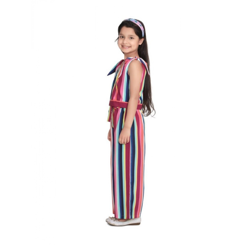 Generic Girl's Polyester Crepe Floral Cold Shoulder Crop Top and Pallazo Set (Multicolor) - Image 3