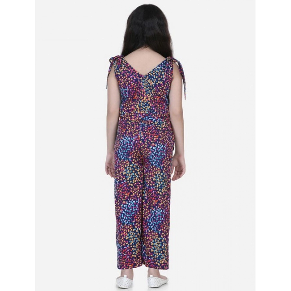 Generic Girl's Polyester Crepe Floral Short Sleeve Set (Multicolor) - Image 4