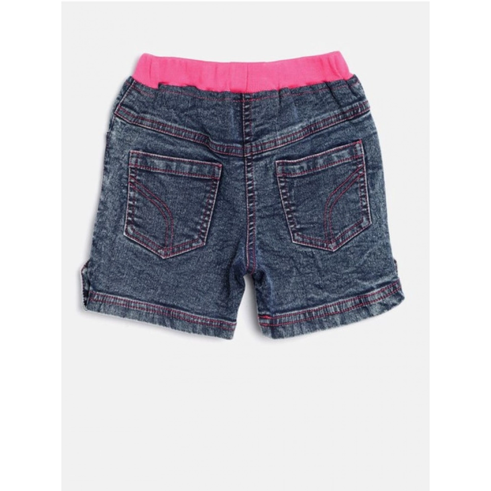 Generic Girl's Denim Lace Inserts Sleeveless Shorts (Blue-Pink) - Image 4