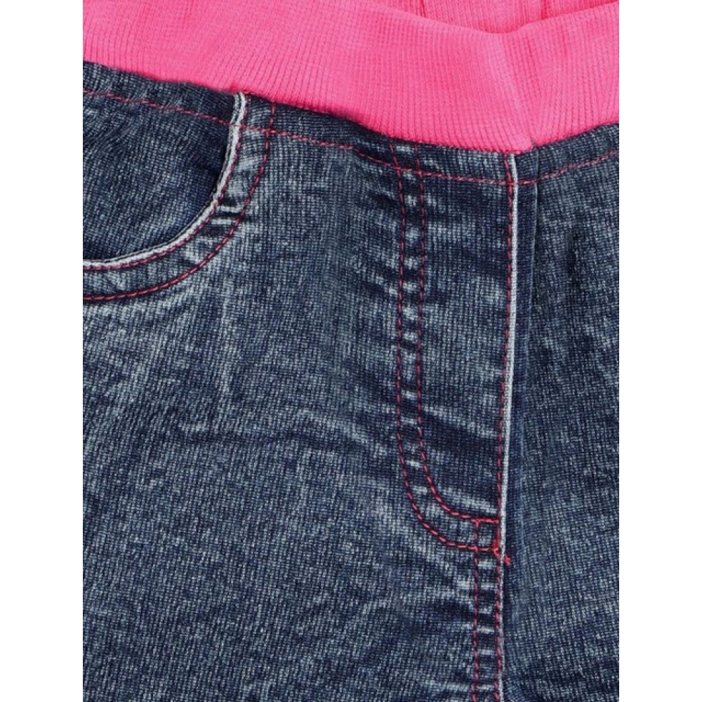 Generic Girl's Denim Lace Inserts Sleeveless Shorts (Blue-Pink) - Image 3