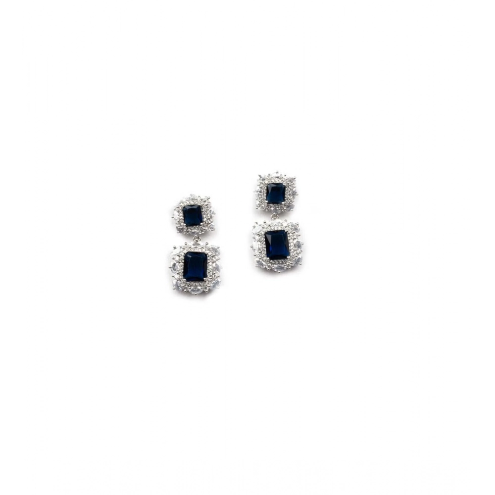 Generic Women's Brass Silver Plated Pendant Set (Blue) - Image 2