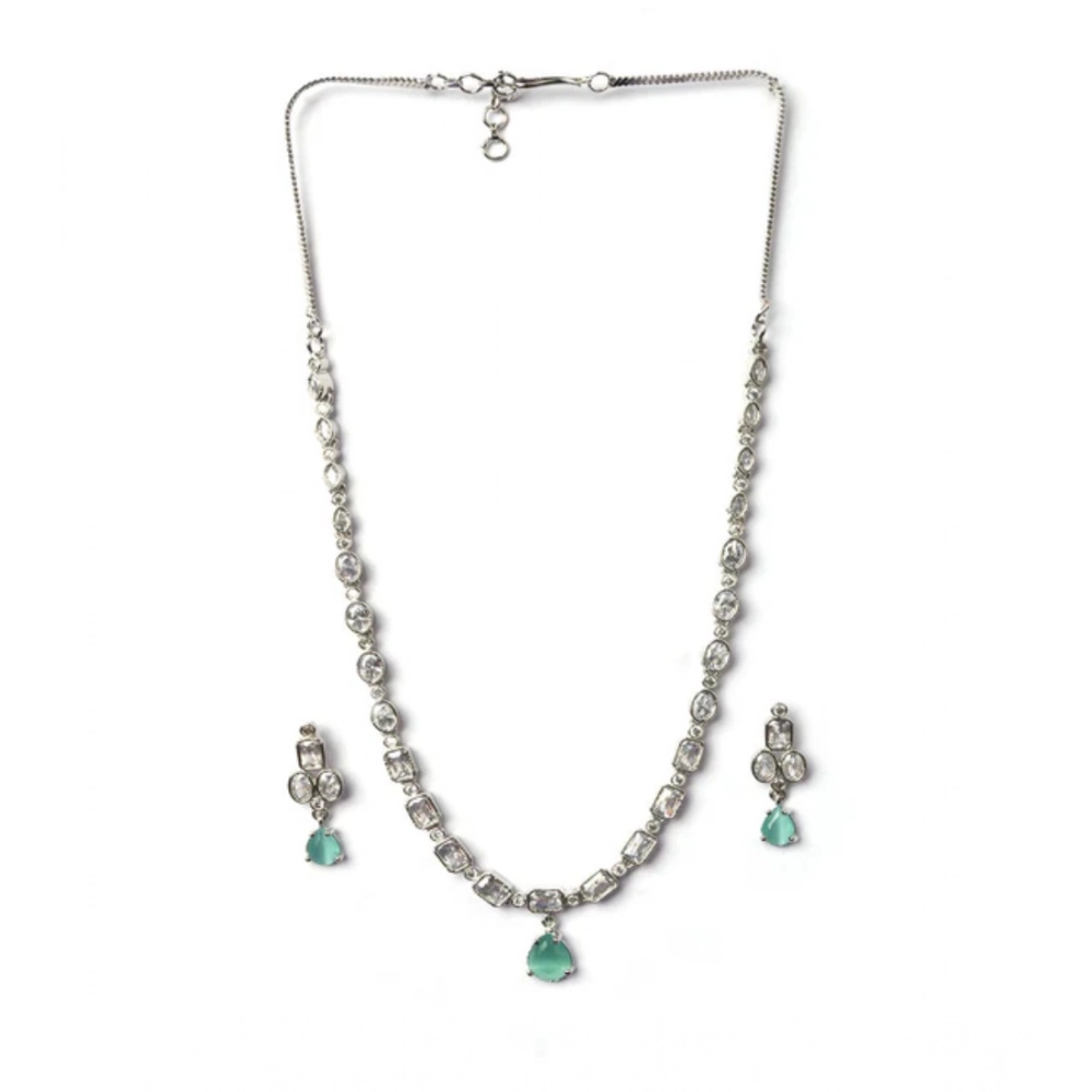 Generic Women's Brass Silver Plated Necklace set (Turquoise) - Image 5