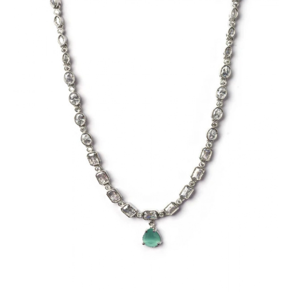 Generic Women's Brass Silver Plated Necklace set (Turquoise) - Image 3