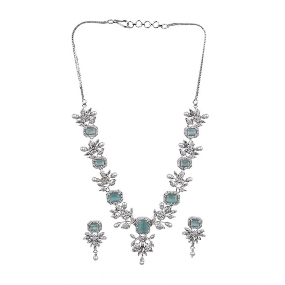 Generic Women's Brass Silver Plated Necklace set (Turquoise) - Image 5