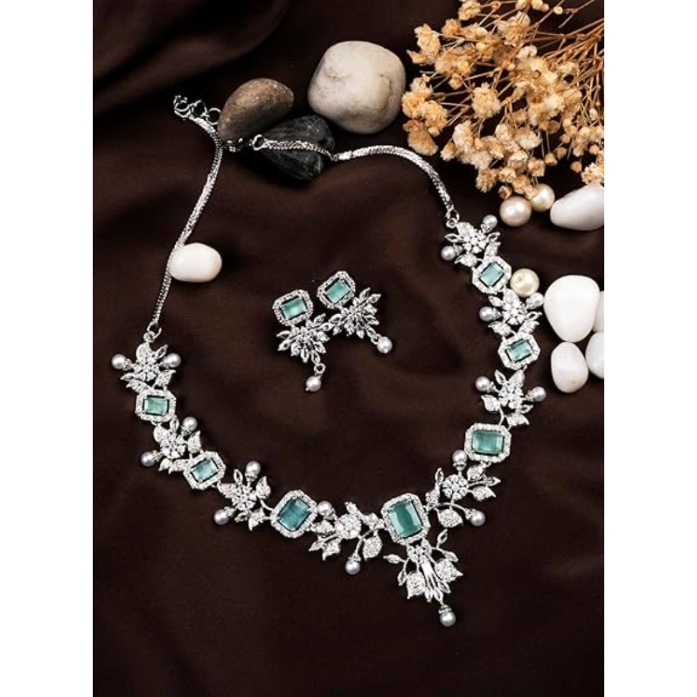 Generic Women's Brass Silver Plated Necklace set (Turquoise) - Image 4