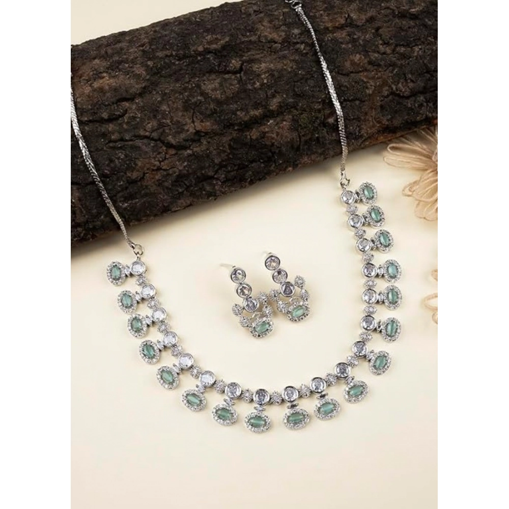 Generic Women's Brass Silver Plated Necklace set (Turquoise) - Image 4