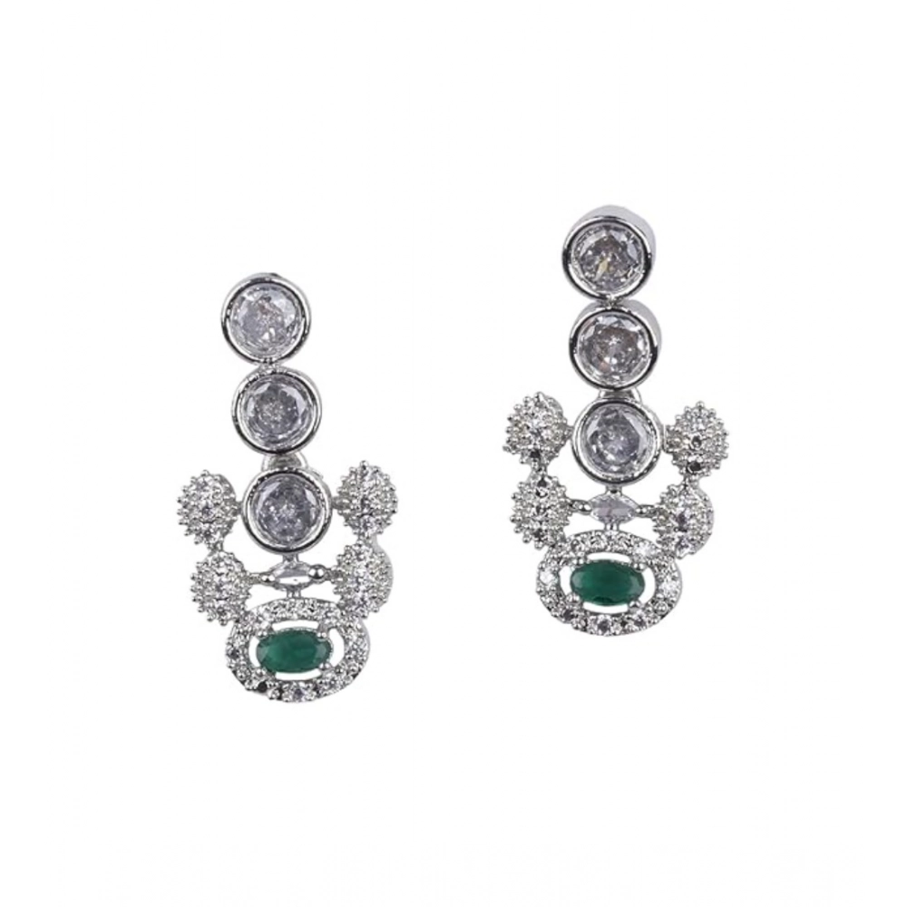 Generic Women's Brass Silver Plated Necklace set (Green) - Image 2