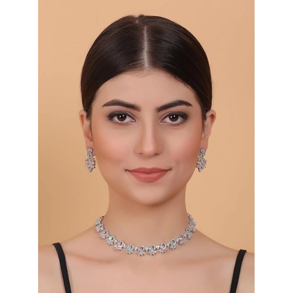 Generic Women's Brass Silver Plated Necklace set (Multicolor) - Image 3