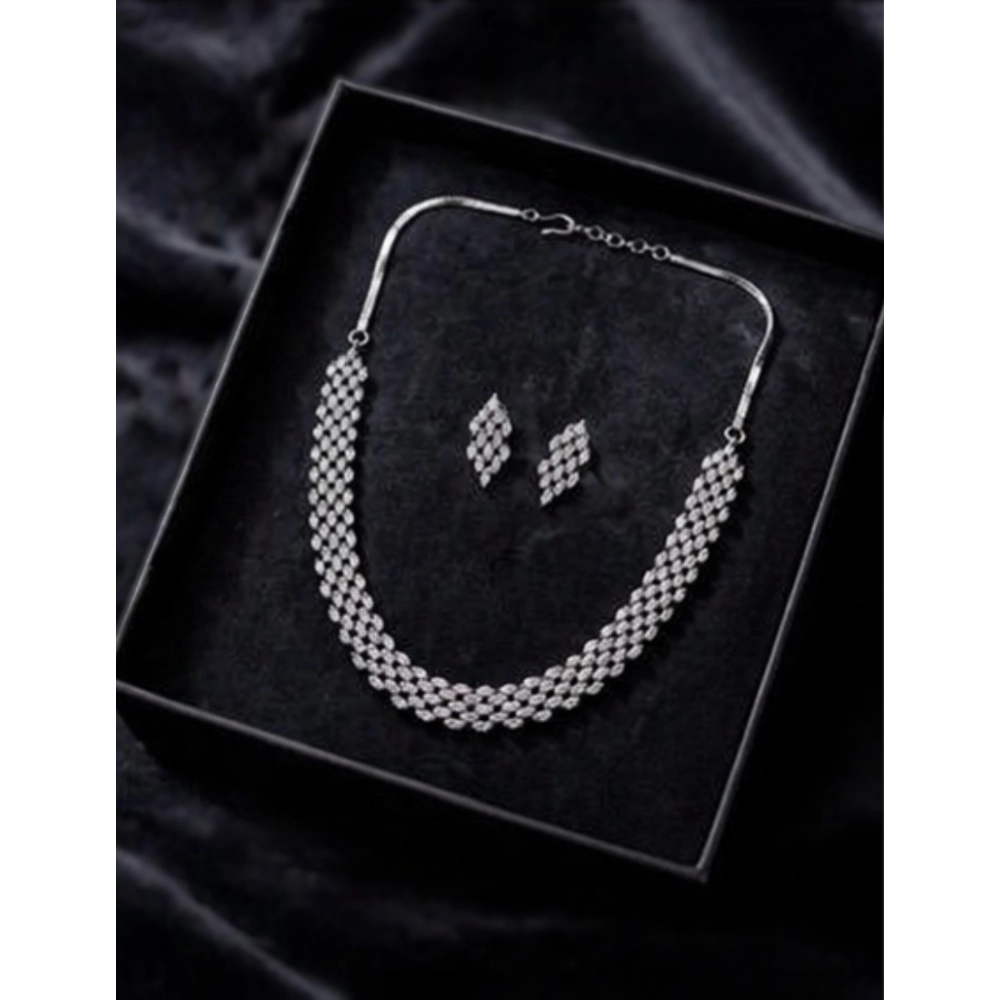 Generic Women's Brass Silver Plated Necklace set (Silver) - Image 4